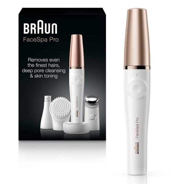 Braun Face Epilator Facespa Pro 911 Facial Hair Removal for Women, 3 in 1 Epilating, Cleansing Brush and Skin Toning with 3 extras