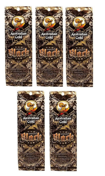 5 lot packets 2010 Sinfully Black Extreme Dominance 15xDeviously Dark Bronzing Lotion .5 oz