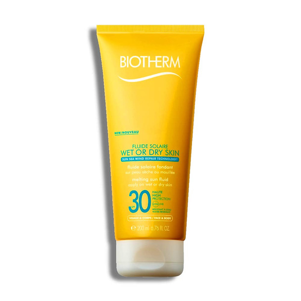 Biotherm Fluide Solaire Wet Or Dry Skin Melting Sun Fluid SPF 30 For Face And Body, Water Resistant, 6.76 Ounce