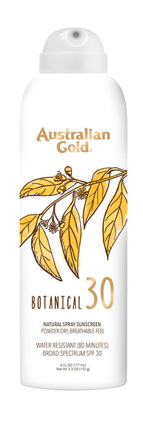Australian Gold Botanical Sunscreen Natural Spray SPF 30, 6 Ounce | Broad Spectrum | Water Resistant
