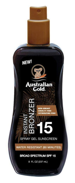 Australian Gold Spf#15 Spray Gel With Instant Bronzer 8 Ounce (235ml) (3 Pack)
