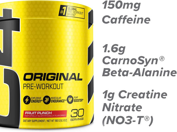 C4 Original Pre Workout Powder Fruit Punch | Vitamin C for Immune Support | Sugar Free Preworkout Energy for Men & Women | 150mg Caffeine + Beta Alanine + Creatine | 30 Servings