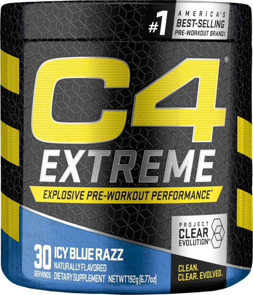C4 Extreme Pre Workout Powder Icy Blue Razz | Preworkout Energy Supplement for Men & Women | 200mg Caffeine + Beta Alanine + Creatine | 30 Servings