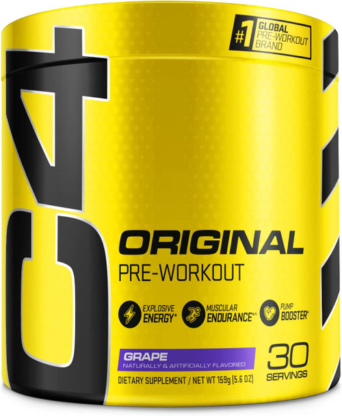 C4 Original Pre Workout Powder Grape Sugar Free Preworkout Energy for Men & Women 150mg Caffeine + Beta Alanine + Creatine - 30 Servings