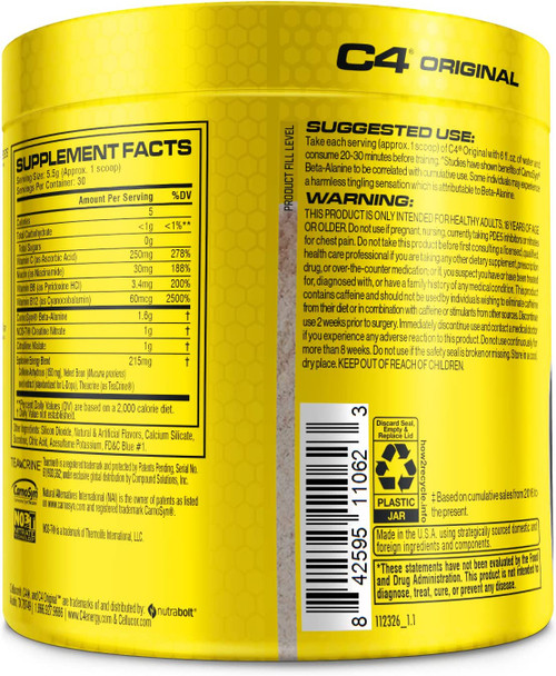 C4 Original Pre Workout Powder Strawberry Watermelon Ice Sugar Free Preworkout Energy for Men & Women 150mg Caffeine + Beta Alanine + Creatine - 30 Servings