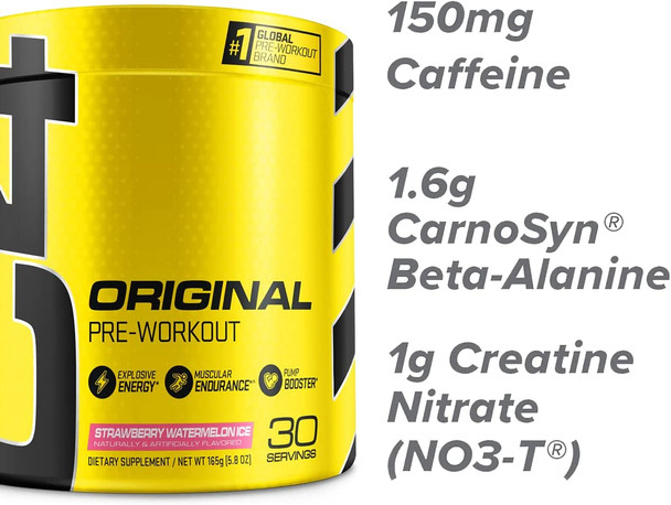 C4 Original Pre Workout Powder Strawberry Watermelon Ice Sugar Free Preworkout Energy for Men & Women 150mg Caffeine + Beta Alanine + Creatine - 30 Servings