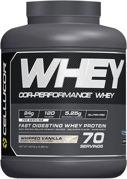 Cellucor COR-Performance Powder Whipped, 100% Gluten Free, Low Fat Post Workout Muscle Growth Drink for Men & Women, Protein, Vanilla, 4.89 Pound (70 Servings)