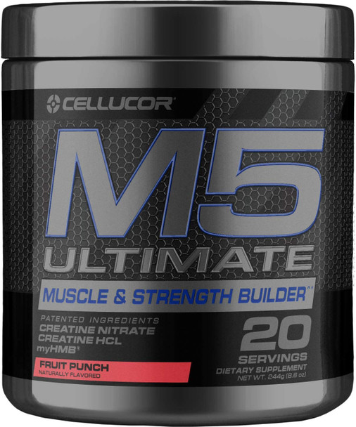 Cellucor M5 Ultimate Post Workout Powder Fruit Punch, Muscle & Strength Building Supplement, Creatine Monohydrate + Creatine Nitrate + Creatine HCL + HMB, 20 Servings, 8.6 Ounce