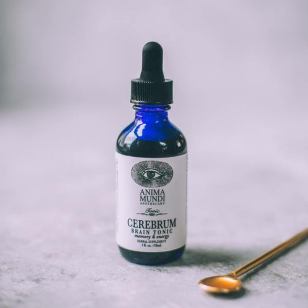 Anima Mundi Cerebrum Brain Tonic - Cognitive Support Supplement Liquid Drops with Lion's Mane and Ginkgo - Brain Booster Supplement for Memory and Cognitive Support - Liquid Supplement (2oz / 60ml)