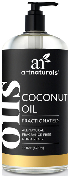 ArtNaturals 100% Natural Organic Pure Fractionated Coconut Oil Liquid for Skin - 16 Oz Premium Therapeutic Grade - Coconut Massage Oil and Carrier Oil for Essential Oils