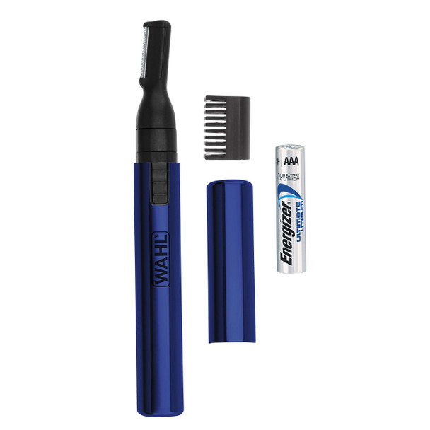 Wahl Lithium Pen Detail Trimmer With Interchangeable Heads for Nose, Ear, Neckline, Eyebrow, Other Detailing Rinseable Blades for Hygienic Grooming & Easy cleaning model 5643-400, Blue