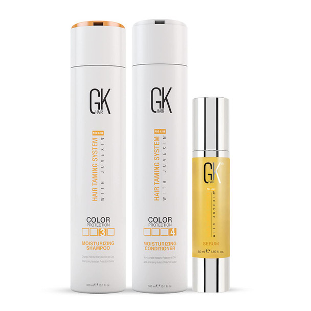 GK HAIR Global Keratin Moisturizing Shampoo and Conditioner Sets (10.1 Fl Oz/300ml) with Anti Frizz Serum Argan Oil (1.69 Fl Oz/50ml) for Dry Damaged Repair- All Hair Types Sulfate Paraben Free Unisex