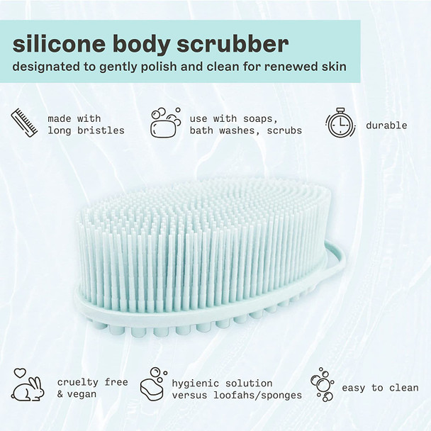 Freeman Premium Exfoliating Silicone Body Scrubber, Easy To Use, Long Lasting, Deep Cleansing On Skin, Better Than Loofahs, Perfect For Men & Women, Hygienic, Cruelty Free & Vegan, 1 Count