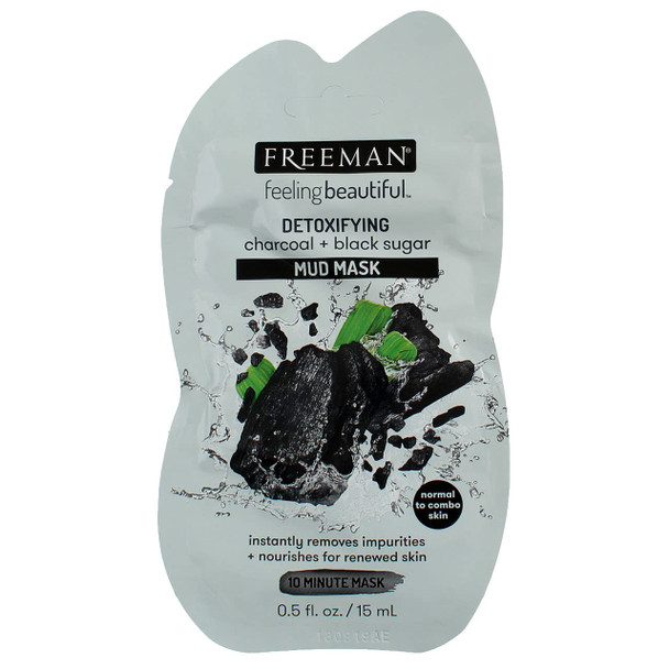 Freeman Feeling Beautiful Face Mask, Charcoal & Black Sugar Mud (Pack of 2)