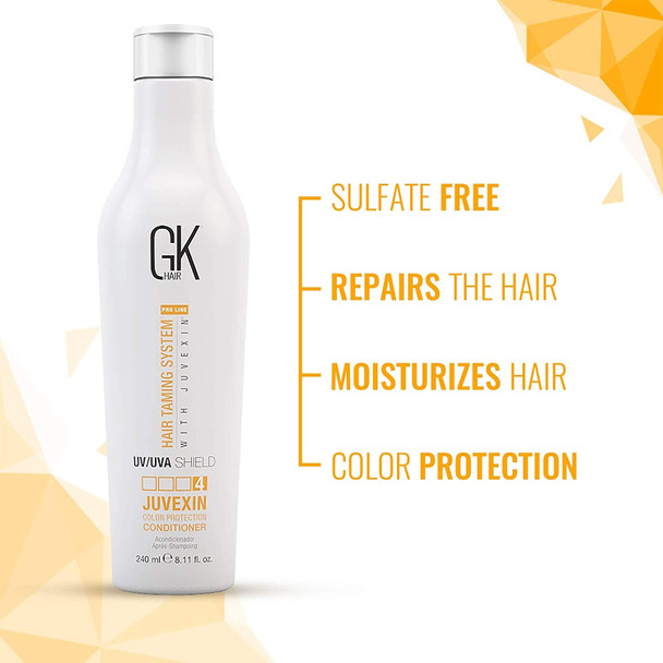 GK HAIR Global Keratin Colored Shield Conditioner (8.11 Fl Oz/240ml) - Deep Cleansing Heat Thermal Protection for Color Treated Dry Damaged Curly Frizzy Hair - Paraben Sulfate Free Unisex