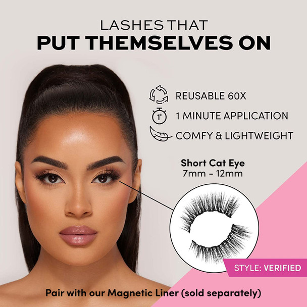 Glamnetic Verified Magnetic Eyelashes with Black Liquid Eyeliner | 60 Wears Reusable Faux Mink Lashes with Waterproof All-Day Hold Liner