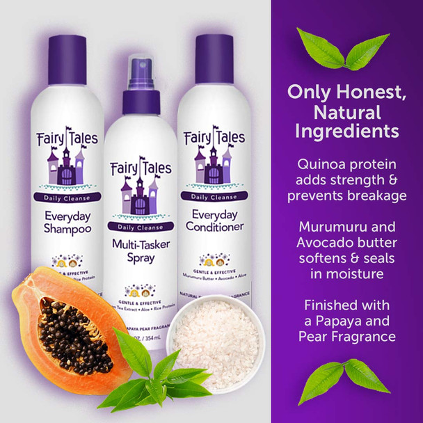 Fairy Tales Daily Cleanse Everyday Kids Shampoo + Conditioner set - Gentle Natural Defining Shampoo and Conditioner Tangle Free12 oz Conditioner