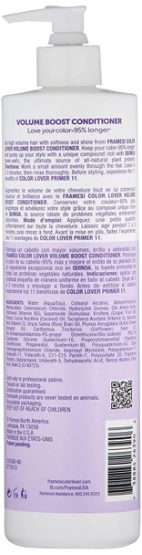Framesi Color Lover Volume Boost Conditioner, Sulfate Free Volumizing Conditioner with Quinoa and Coconut Oil, Color Treated Hair