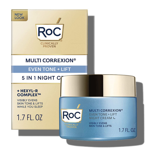 RoC Multi Correxion 5 in 1 Restoring/Anti Aging Facial Night Cream with Hexinol, 1.7 Oz (Packaging May Vary)