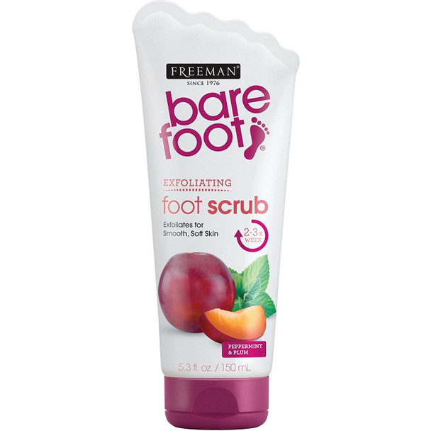 Freeman Bare Foot Exfoliating foot scrub Peppermint and Plum 5.3 oz (Packs of 3)