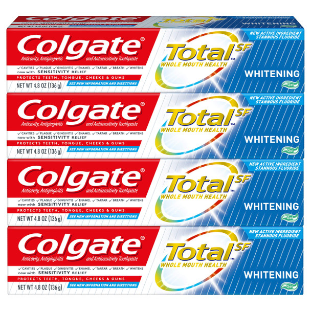 Colgate Total Whitening Toothpaste Gel - 4.8 ounce (4 Pack)