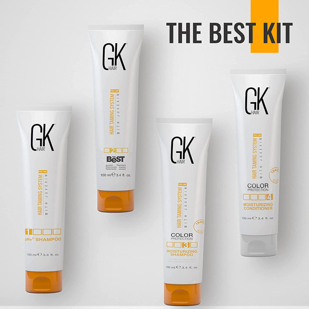GK HAIR Global Keratin The Best Consumer Box Kit (3.4 Fl Oz/100ml) Smoothing Keratin Treatment Professional Brazilian Complex Blowout Straightening For Silky Smooth & Frizzy Hair - Formaldehyde Free