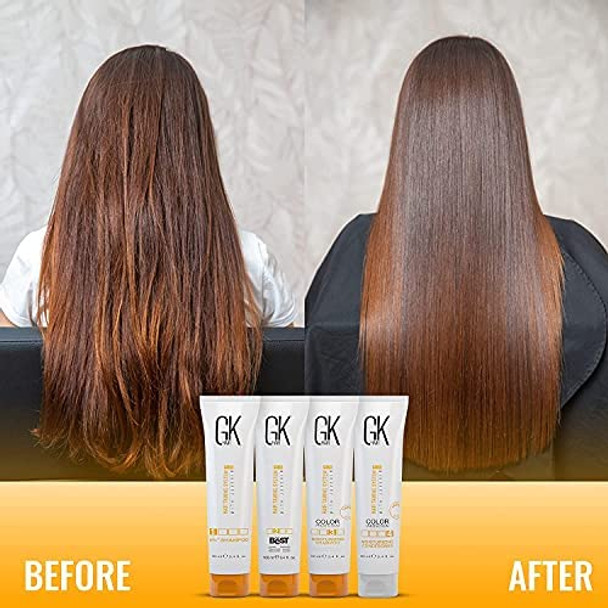 GK HAIR Global Keratin The Best Consumer Box Kit (3.4 Fl Oz/100ml) Smoothing Keratin Treatment Professional Brazilian Complex Blowout Straightening For Silky Smooth & Frizzy Hair - Formaldehyde Free