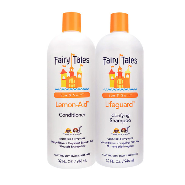 Fairy Tales Swim Shampoo 32oz and Conditioner 32oz for Kids | Made with Natural Ingredients in the USA | Chlorine Removal Swimmer Shampoo 32oz and Conditioner 32oz for Kids | No Parabens, Sulfates, or Synthetic dyes