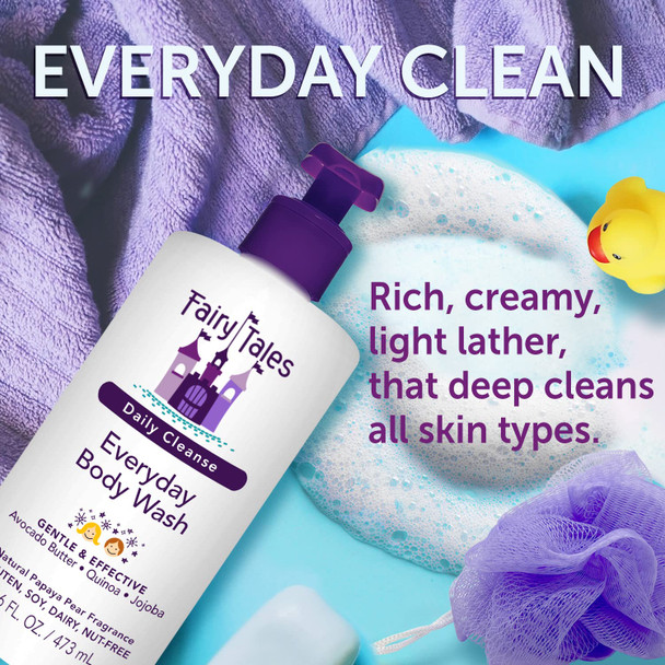 Fairy Tales Daily Cleanse Kids Body Wash, Everyday Body Wash for Kids and Toddler- Soap for Bath or Shower, No Harsh Chemicals or Toxins - 16oz