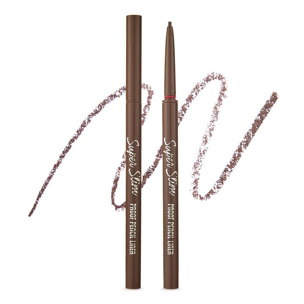 ETUDE Super Slim Proof Pencil Liner (#02 Brown) 21AD | Long-Lasting and Waterproof Eyeliner with Fine Elaborate Lines for More Precise Eye Makeup
