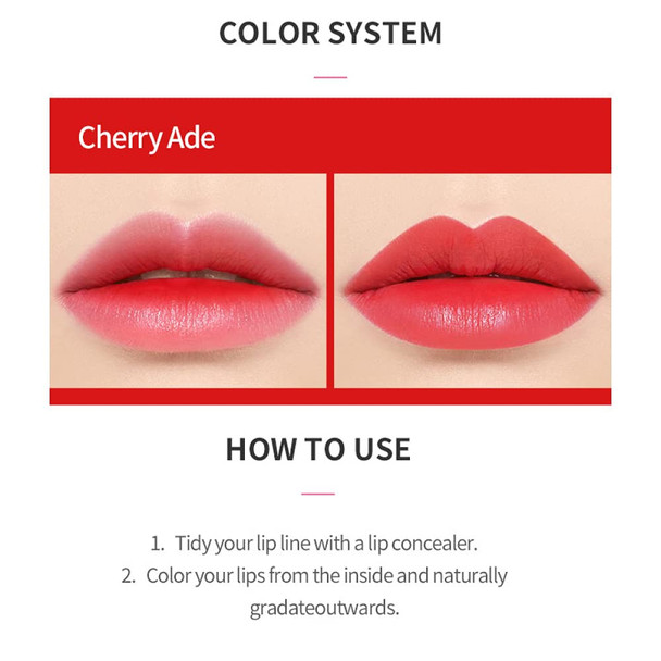 ETUDE Dear Darling Water Tint Cherry Ade 2 Set (21AD) | Vivid Color Lip Stain with Moisturizing Weightless & Non-sticky Finish Lip Stain | Smudge-proof & Lightweight Lip Tint | K-beauty