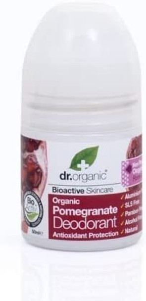 2 X 50ml Dr Organic Organic Pomegranate Roll on Deodorant/Bioactive Skincare