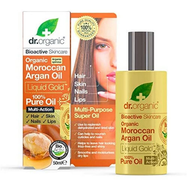 DR ORGANIC Liquid Gold 100% Pure Moroccan Argan Oil, 50 ml