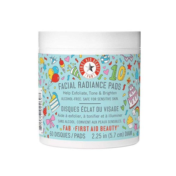 First Aid Beauty Facial Radiance Pads, Exfoliating Pads with AHA, 60 Count Birthday Edition
