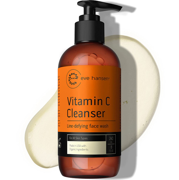 Vitamin C Cleanser Face Wash | HUGE 8 oz Anti Aging Facial Cleanser for Dark Circles, Age Spots and Fine Lines | Natural Gel Face Cleanser with Aloe Vera, Vitamin E & Rosehip