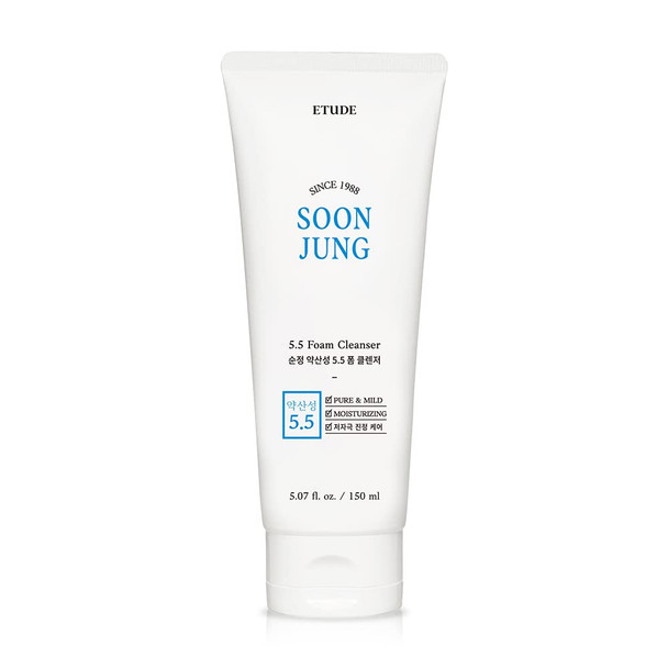 ETUDE SoonJung 5.5 Foam Cleanser 150ml #22 | Low pH Skin Moisturizing Cleansing Foam Wash | Sensitive Skin Hypoallergenic Facial Cleanser | Stress-Free, Gentle on Skin | Korean Skin Care | K-Beauty