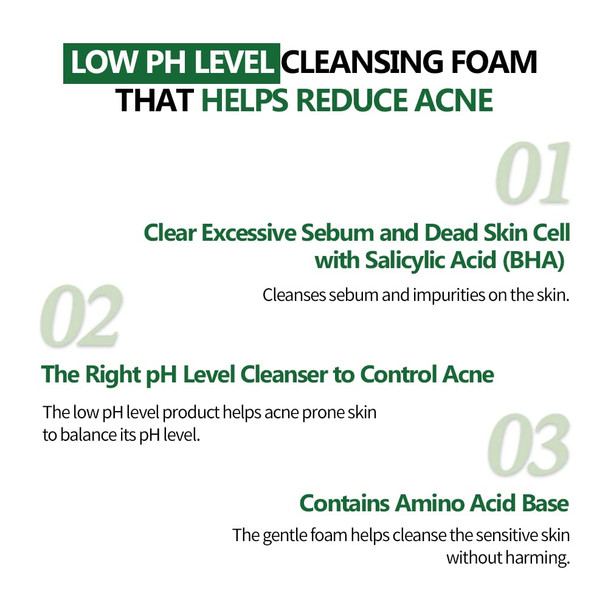 ETUDE AC Clean Up Daily Cleansing Foam 5.1 fl.oz (150 ml) | PH Balancing Amino Acid Base Gentle Foaming Cleanser with Acne Pron Skin Treatment Effect | Korean Skin Care Face Cleanser Wash | Kbeauty