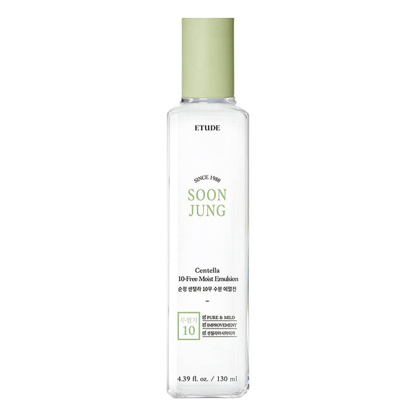 ETUDE SoonJung Centella 10-free Moist Emulsion 130ml/4.4fl.oz | Moisturizing, Relaxing Emulsion Delivers Moisture To Skin | Daily Facial Moisturizer For All Skin Types | Free Of Harmful Ingredients