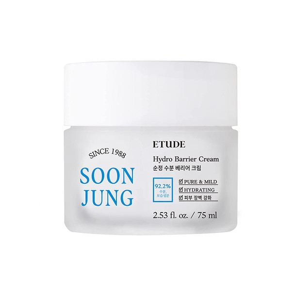 Etude House Soonjung Hydro Barrier Cream 75ml (New Version) | Moisturizing and Soothing Cream | Non-Comedogenic, Hypoallergenic & Fragrance Free Moisturizer for Face