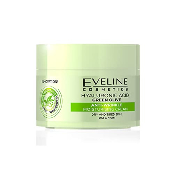 Eveline Cosmetics Nature Line 3D Green Olive Anti-Wrinkle Moisturising Cream Intensely Firming Rejuvenating Day And Night Cream, Reducing Wrinkles, Fine Lines, Age Spots For Dry And Tired Skin