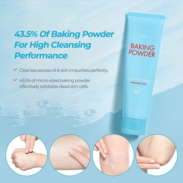 ETUDE Baking Powder Crunch Pore Scrub (0.25fl.oz x 24ea Pouch) | Korean Deep Pore Skin Care | Pore Cleansing Effect | Exfoliate & Moisturize Skin