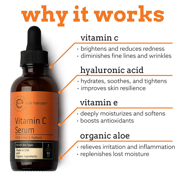 Vitamin C Facial Serum - Acne Scar Removal, Anti Aging Moisturizer, Eve Hansen, 2 ounces