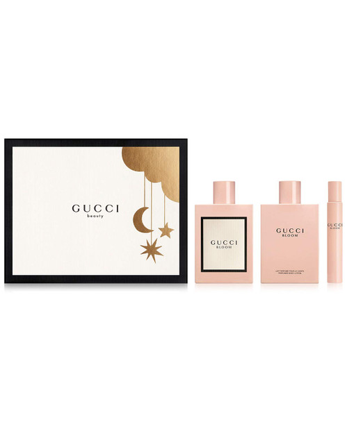 Gucci Bloom for Women 3 Piece Set Includes: 3.3 oz Eau de Parfum Spray + 3.3 oz Body Lotion + 0.25 oz Eau de Parfum Fragrance Rollerball