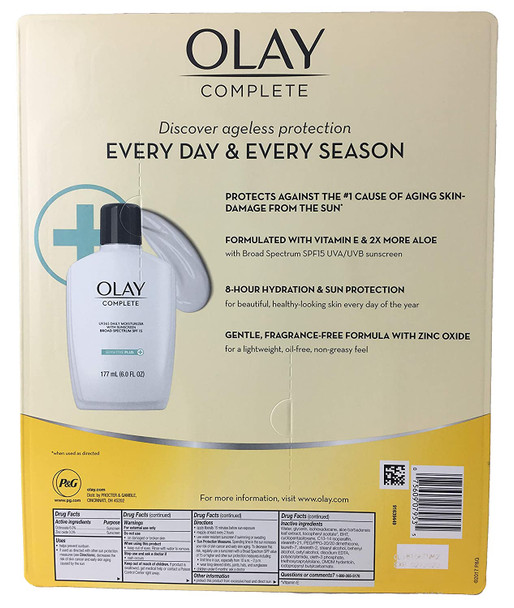 Olay Complete Sensitive Plus UV365 Daily Moisturizer Lotion 6 oz 2 Pack