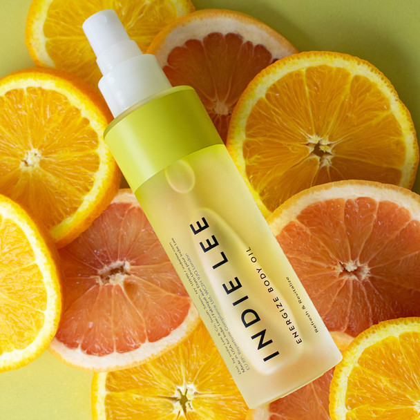 Indie Lee Energize Body Oil - Hydrating + Protective Essential Oils of Grape Seed, Jojoba, Marula + Orange for Smooth, Relaxed Skin - Massage into Skin - For Dry + All Skin Types (4oz / 125ml)