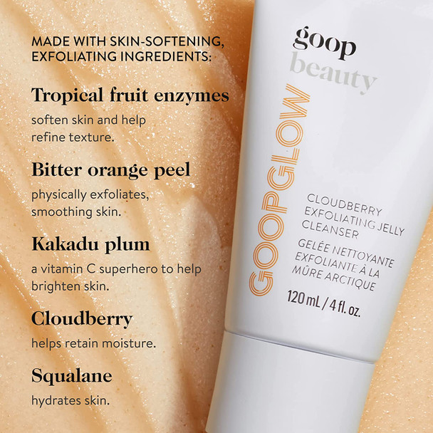 goop Cloudberry Exfoliating Jelly Cleanser | Light Citrusy-Vetiver Scent | 4 fl oz | Exfoliating Face Wash to Cleanse, Smooth, and Brighten Skin | Paraben and Silicone Free