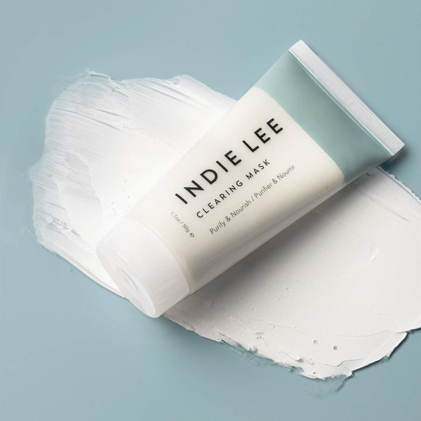 Indie Lee Clearing Mask Tube - Bentonite Clay Mask with Colloidal Sulfur to Draw Out Impurities + Exfoliate Skin - Muddy-Texture Pore Detox Mask (1.7oz / 50g)