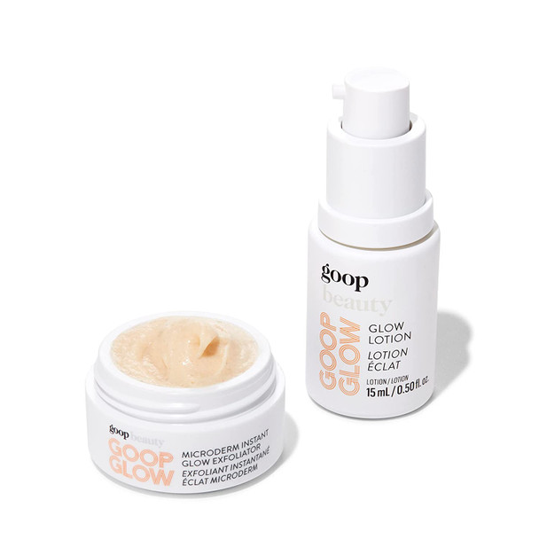 goop GOOPGLOW Glowing Skin Duo - Travel-Sized 2-Step Skincare Routine for Glowing Skin - Facial Exfoliator & Moisturizer