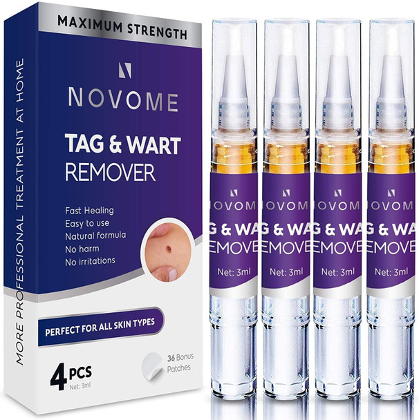 NOVOME Skin Tag Remover & Wart Remover - Quickly and Easily Remove Common Skin Tag, Wart and Callus - Effective and Scar-Free (4packs)