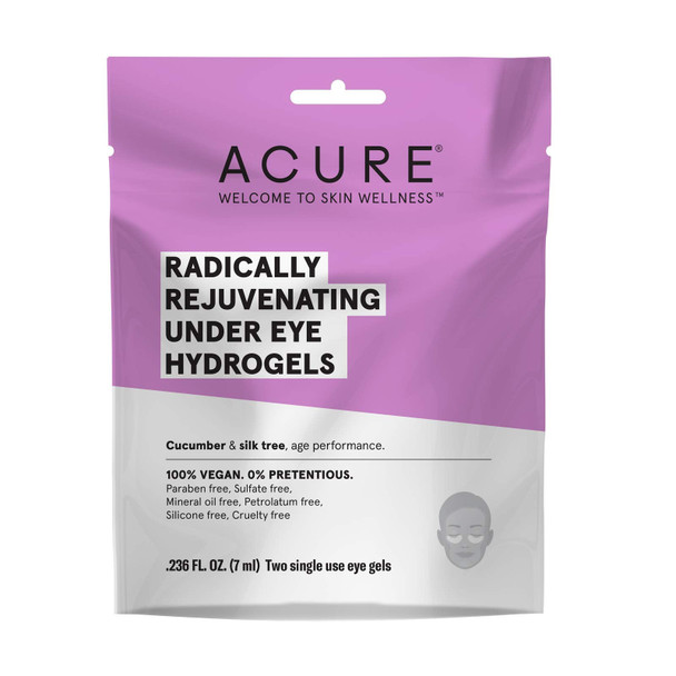 Acure Radically Rejuvenating Under Eye Hydrogel Mask, Provides Anti-Aging Support, & Silk Tree, Purple, Cucumber, 1 Count